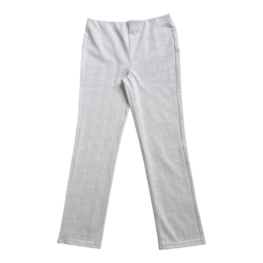 Jean-Pierre Klifa Pants Womens Large Beige Plaid Pull On Straight Ankle Stretch